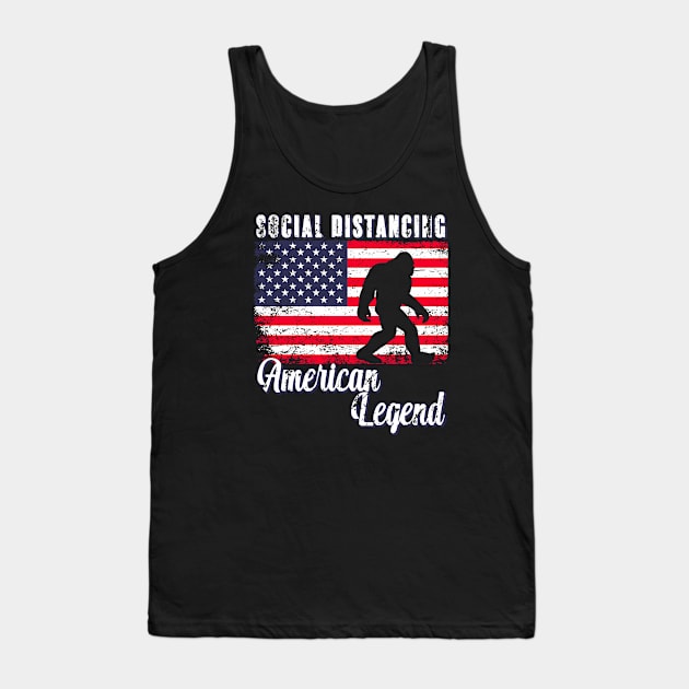 Social Distancing American Legend Bigfoot Tank Top by RKP'sTees